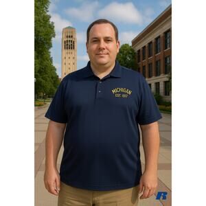Michigan Blue Polo by Russell Athletic XXXL